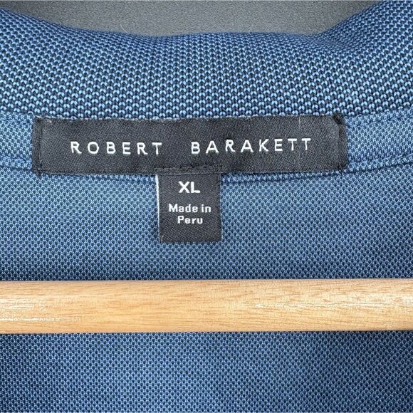 Robert Barakett Men's Casey Johnny Collar Polo XL Blue Pima Cotton Blend Golf - Picture 3 of 9